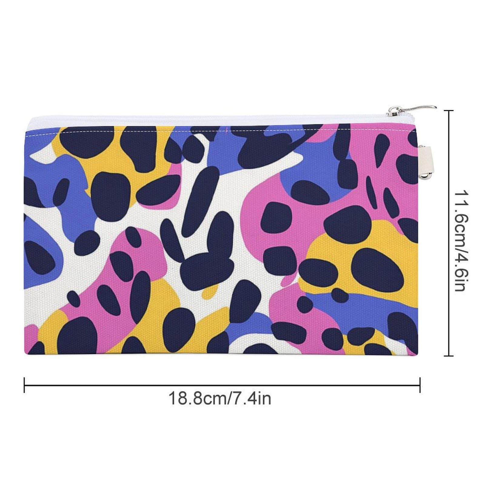 Leopard Coin Purse Canvas Change Pouch Portable Pocket Wallet Mini Storage Bag with Zippered Keychain