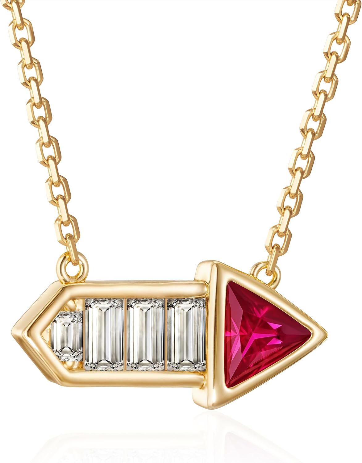 Fettero Dainty 14K Gold Plated Cubic Zirconia Necklaces for Women, Simple Bar Pendant Necklace, Mix-color Rainbow Jewelry Gold Necklace for Women Trendy Gifts