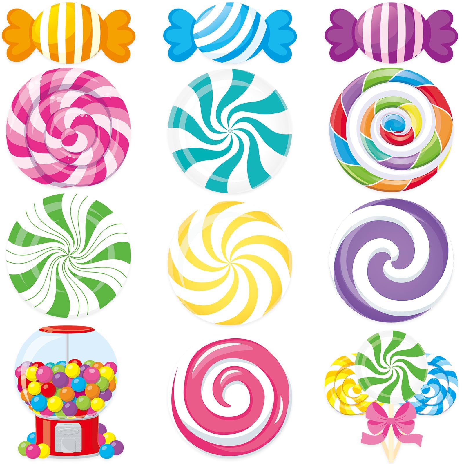 60Pcs Christmas Candy Bulletin Board Decorations Set Candyland Party Paper Cutouts Peppermint Lollipop Candies Classroom Wall Home Decor Cards for