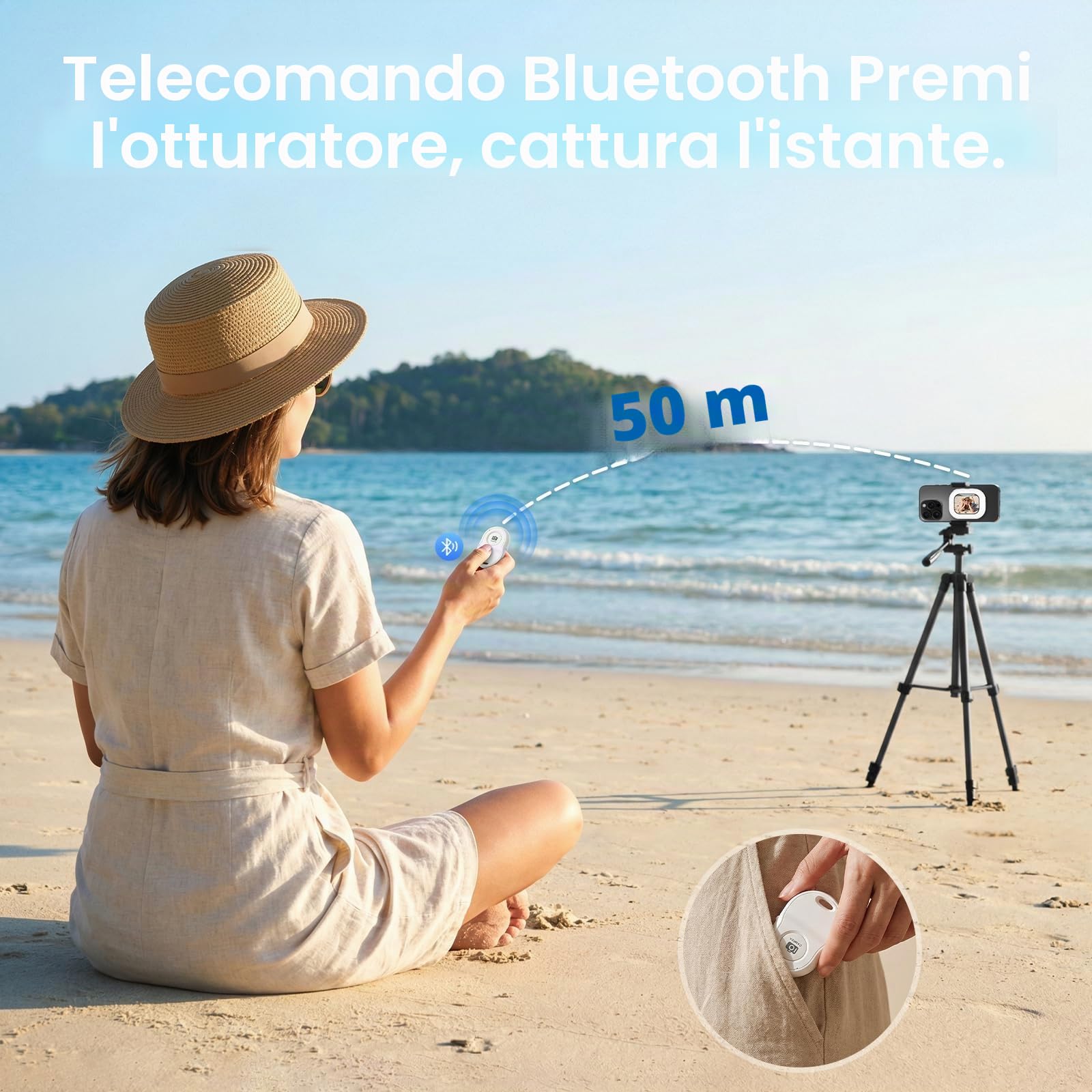 Selfie Monitor Schermo per Telefono, Wireless Magnetico Telecamera Posteriore Monitor per iPhone, Altoparlante Integrato per Youtube TikTok Live, Bianco