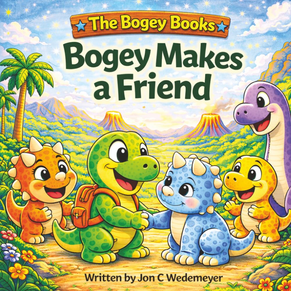 Bogey Makes a Friend: A Dinosaur Story & Coloring Book for Kids Ages 1–4 About Friendship and Kindness (The Bogey Books!)
