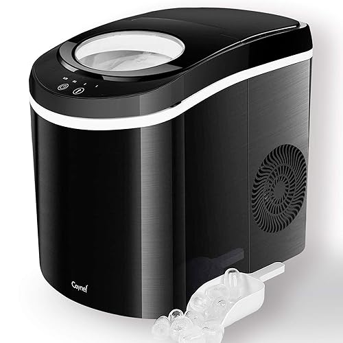 Caynel Máquina para hacer hielo para encimera, 9 cubitos de hielo listos en 6 minutos, 26 libras24 horas, luces indicadoras LED, compacta, portátil,