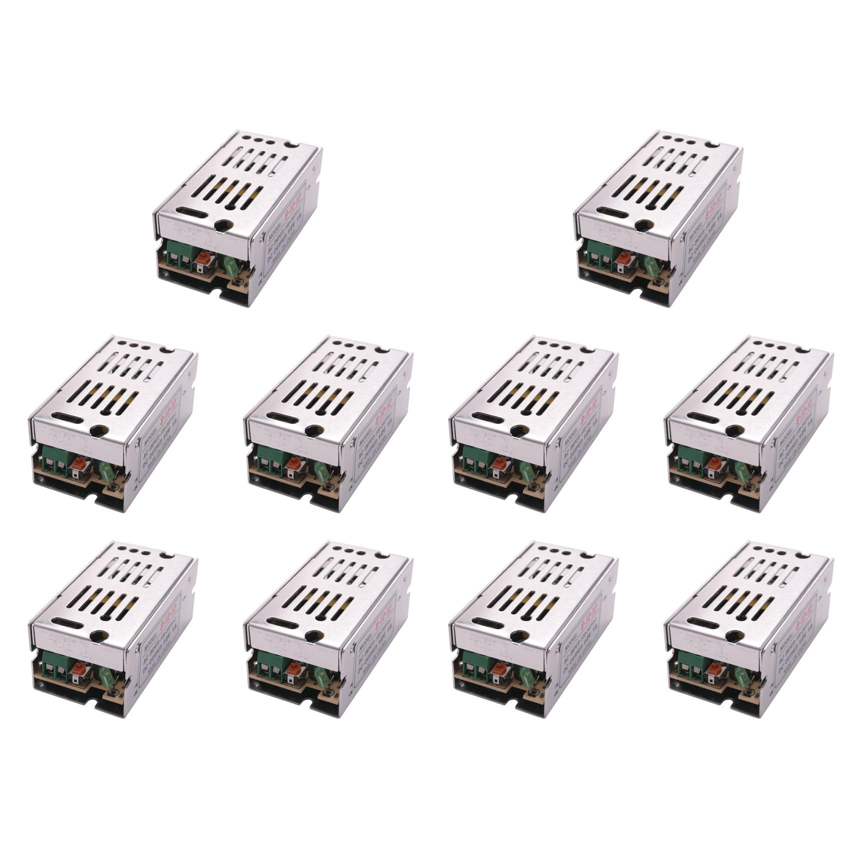 Vjsujehgy 10X Voltage Transformer Power Supply AC 110/220V to DC 12V 1A Silver