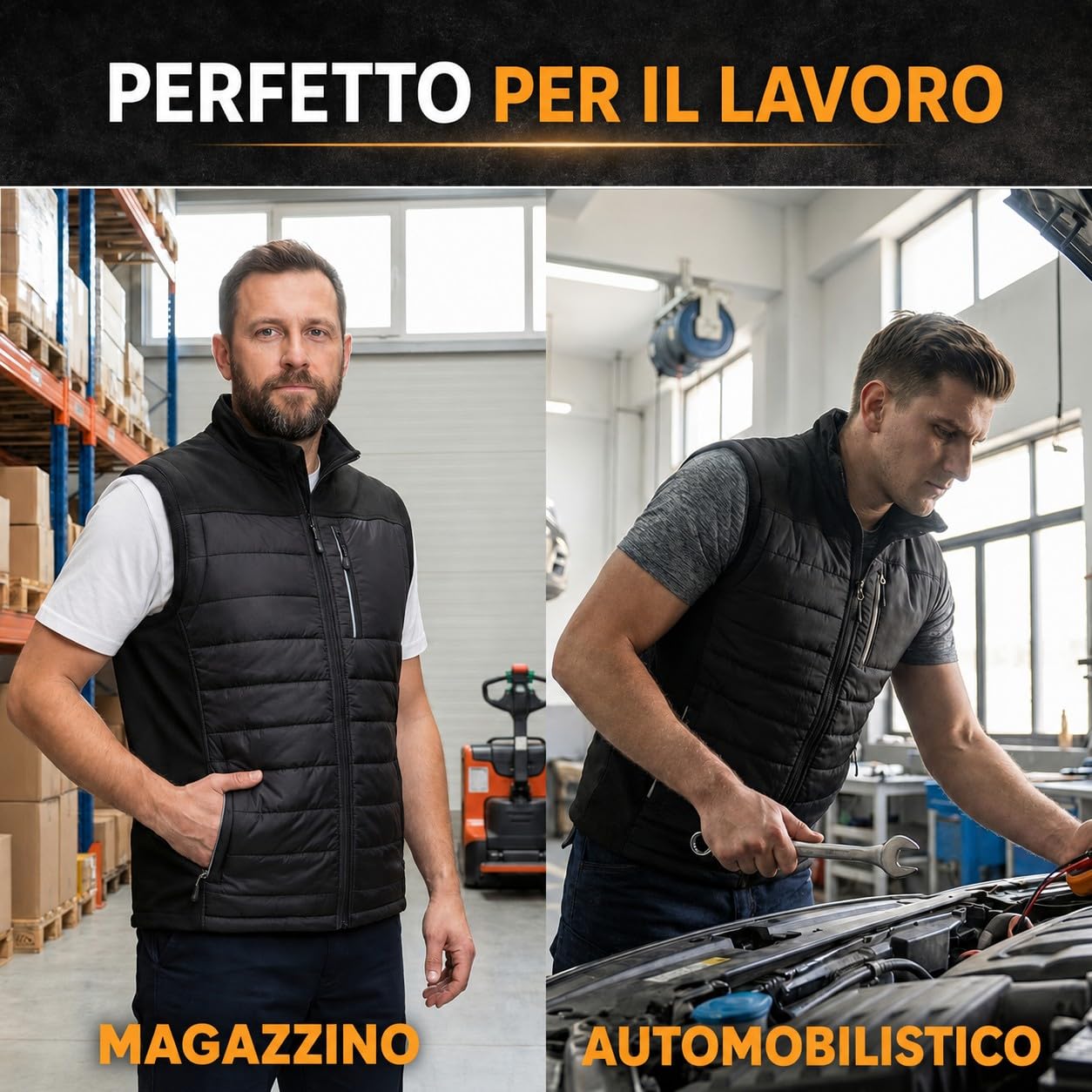 BWOLF DAYTONA Gilet trapuntato da lavoro, con inserti catarifrangenti e tasche funzionali