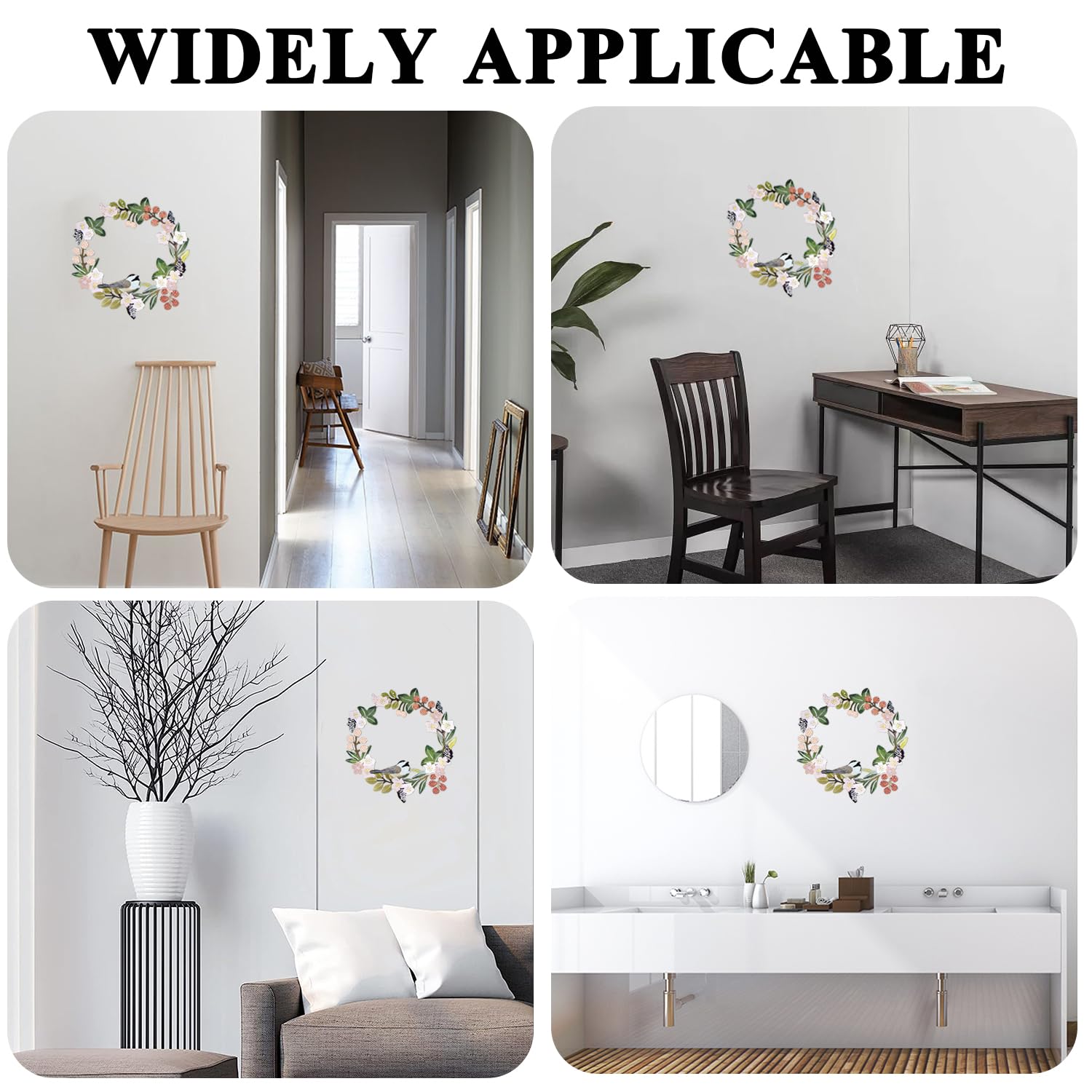 Ghirlanda Metallo Per Porta - Decorazione Con Fiori E Uccellini | 30x30 Cm, Per Esterno E Interno - Foto 5