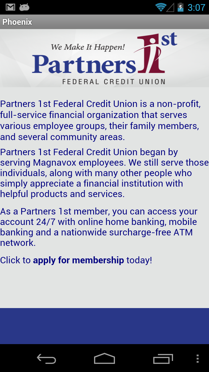 Partners 1st Federal Credit Union App on Amazon Appstore