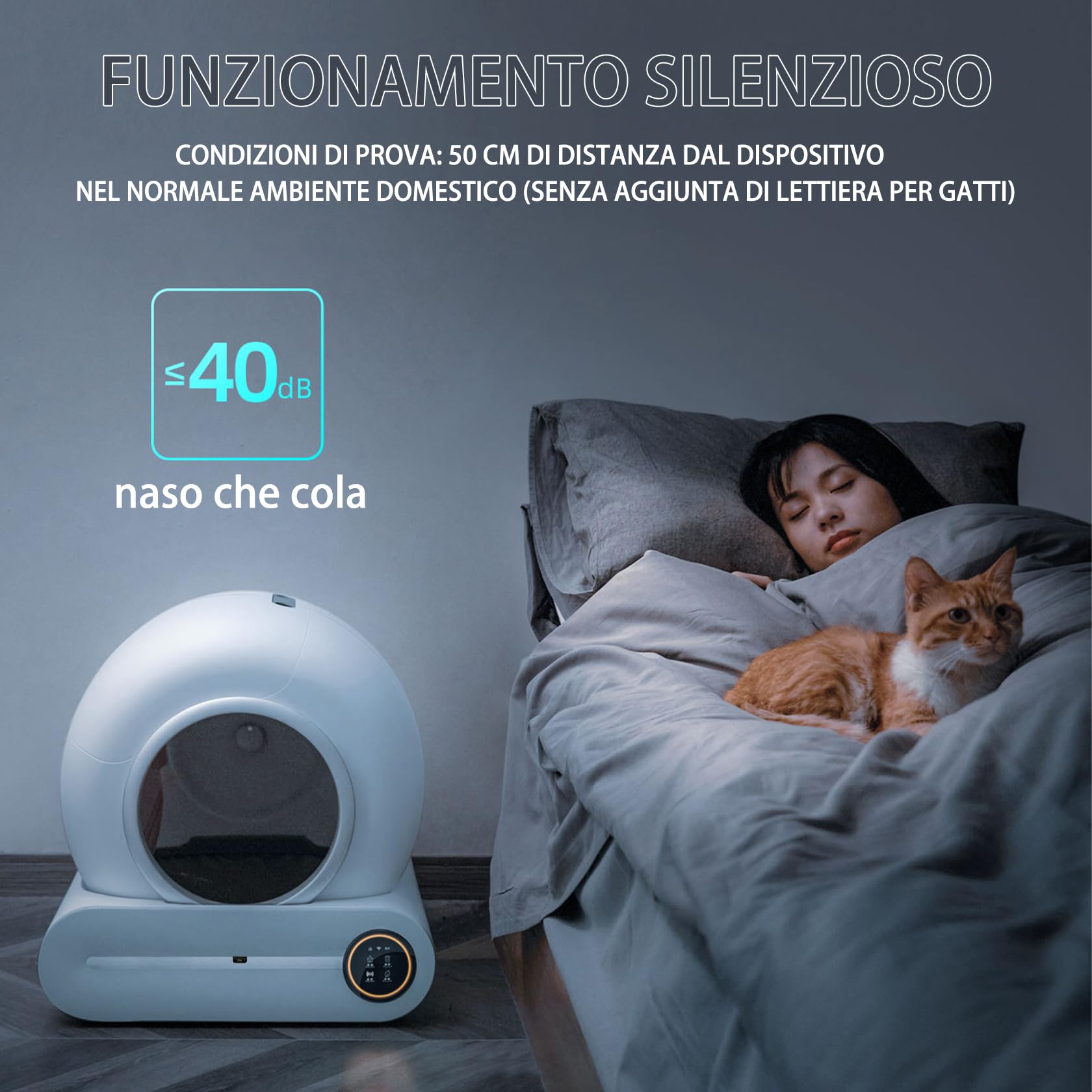 Lettiera Gatto Autopulente, Lettiera Automatica, Antiodore | App Controllo, Progettazione Sicura, Facile Manutenzione, adatto a Più Gatti