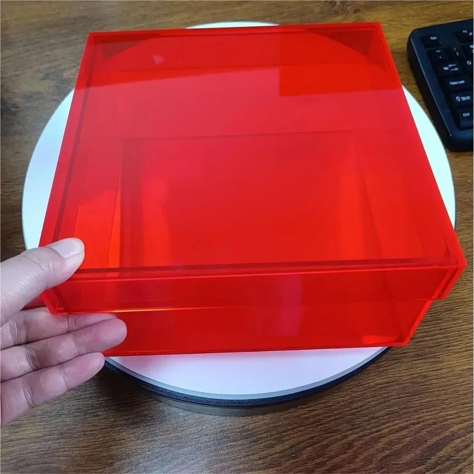 Organisation de bureau boîte rangement colorée(Transparent red)