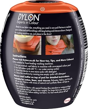 Dylon Washing Machine Fabric Dye Pod, Fresh Orange, 350g