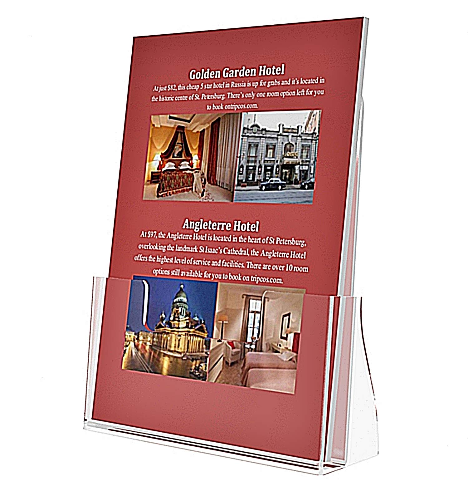 Elegant Creations Acrylic A4 Brochure Holder Paper size 8.5 x 11.6 inches 2 Pack, Clear Acrylic Literature Holder Flyer Organizer for Magazine, Pamphlet, Booklets. 1