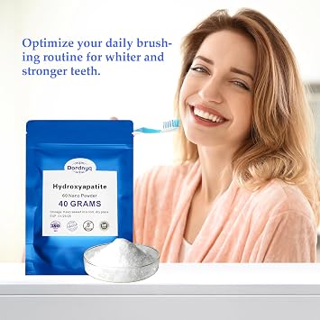 Nano Hydroxyapatite Powder for DIY Toothpaste, Teeth Whitening Repair Tooth Enamel Strong Teeth High Material hydroxyapatite are Very Suitable for DIY40 Grams