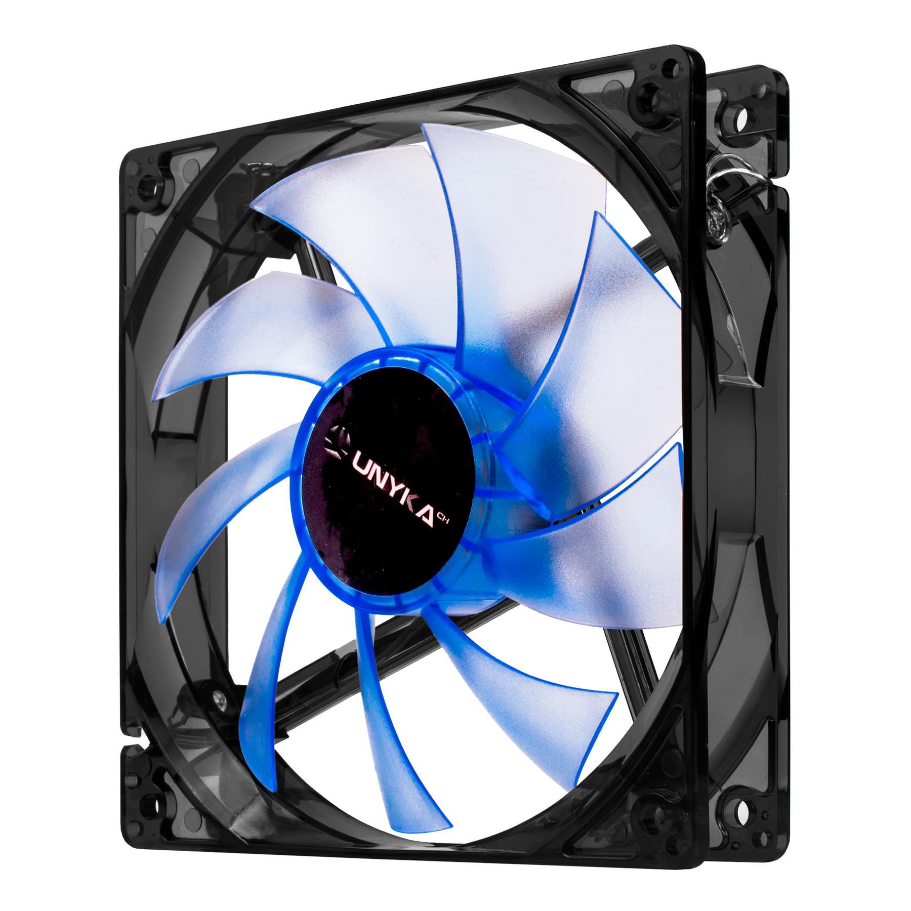 UNYKAch Ventilador Ordenador de 120 mm, Silencioso, con Luces Led en Color Azul, 1200 RPM, Conexión de 3 Pines, 9 Aspas