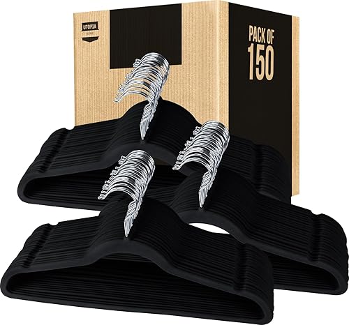 Vista 70 de Utopia Home - Perchas de terciopelo prémium, paquete de 30, traje negro antideslizante con gancho giratorio de 360 grados resistente