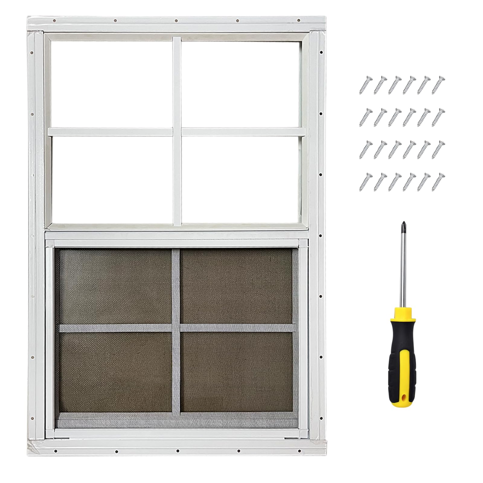 Ventana de cobertizo de 18 x 27 con cristal resistente para garaje y casa verde