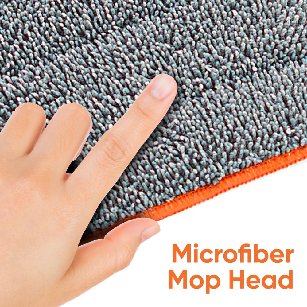Superio Selbstauswringender Mikrofaser-Reinigungsmopp, freihändiger Miracle-Flachmopp mit Auswringklinge für Zuhause, Küche, Bad - Hartholz, Laminat, Fliesen