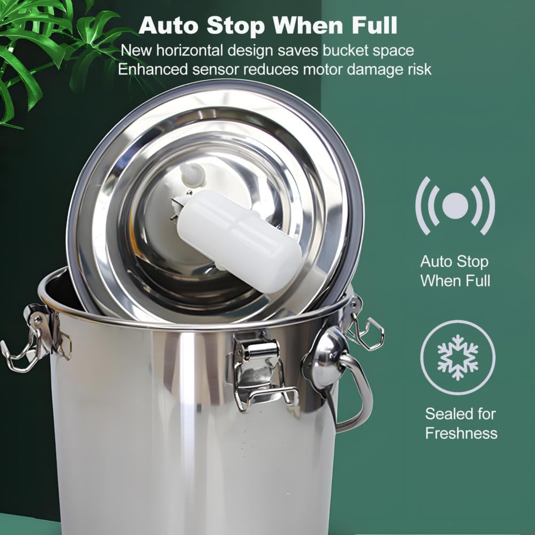 Ordeñadora eléctrica portátil de vacas con parada automática, sistema de pulsación de acero inoxidable de 14 L para ordeñar vacas y ovejas, incluye tubo de silicona