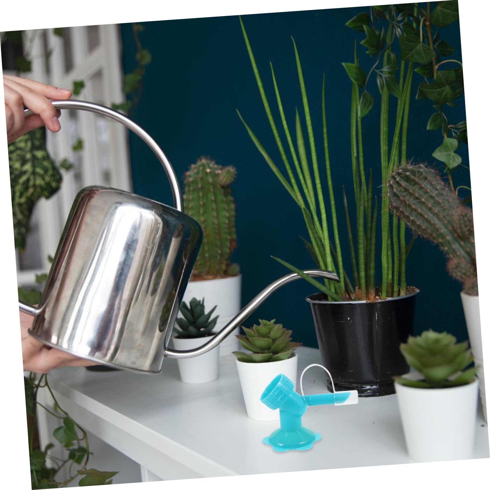 Spruzzatori per Irrigazione Piante 5 Pezzi in Plastica Blu Controllo Volume Acqua, Design Creativo, Attaccabili a Bottiglie, per Irrigazione Fiori in Famiglia