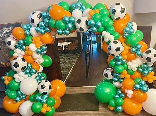 Miniatura 4 de Paquete de 6 globos de fútbol rosa de 22 pulgadas, globos gigantes de Mylar 4D, globos de fútbol de papel de aluminio de helio azul para fiestas