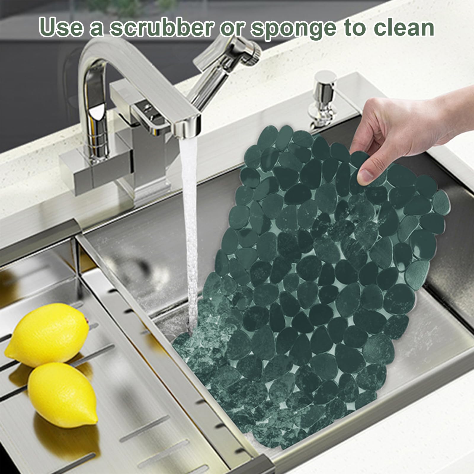 Tapis D'évier Cuisine 30x40cm Luckwaii - Motif Galets PVC - Protection Vaisselle Et Plan De Travail