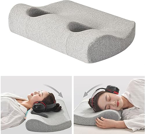 Almohada con doble orificio para la oreja, almohada perforadora para dormir de lado, almohada de espuma viscoelástica para aliviar el dolor de oído,