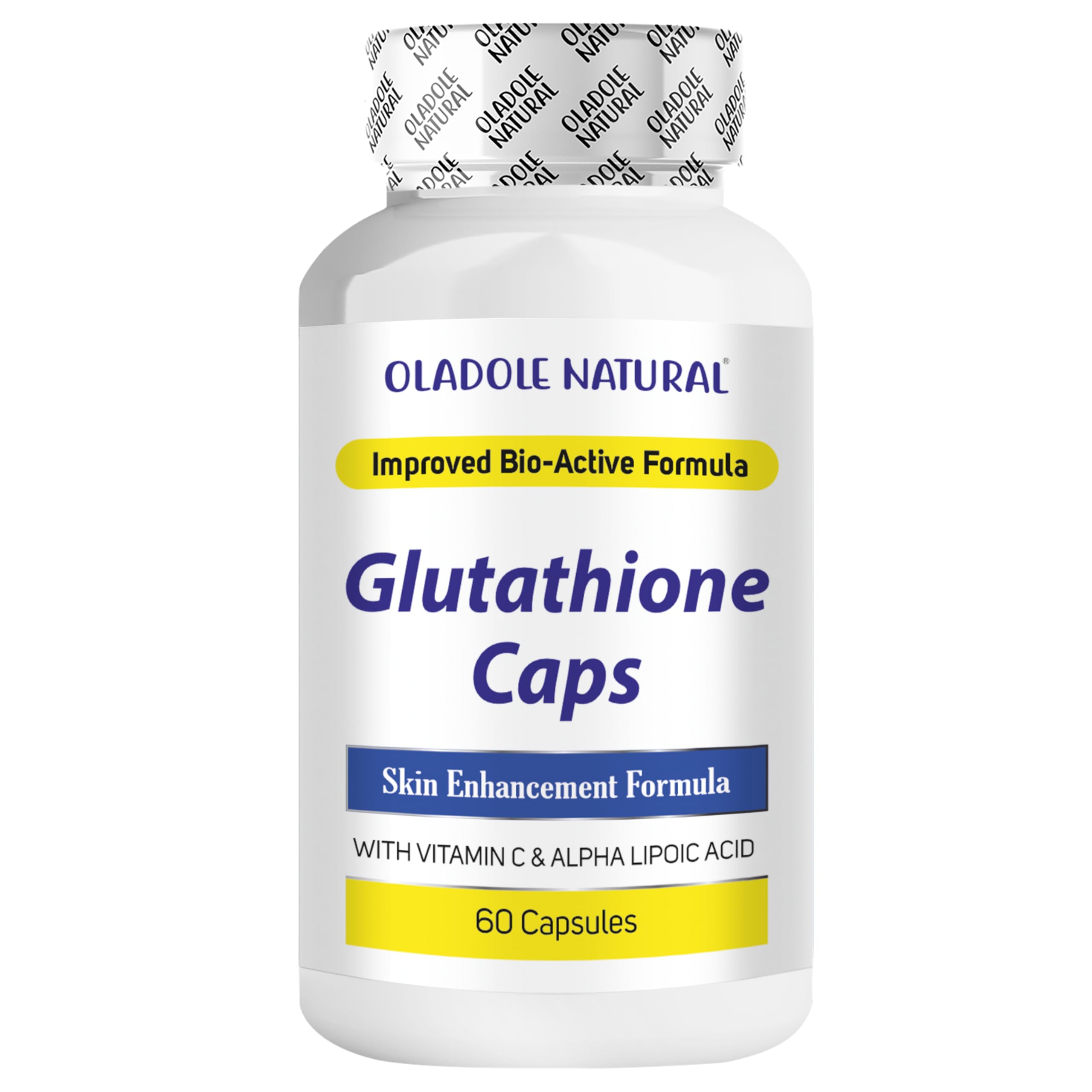 Oladole Natural Glutathione 60 Capsules | Complex with Vitamin C & Alpha Lipoic Acid | Triple Strength Formula Boosts Collagen for Skin Brightening, Dark Spot Reduction & Anti-Aging