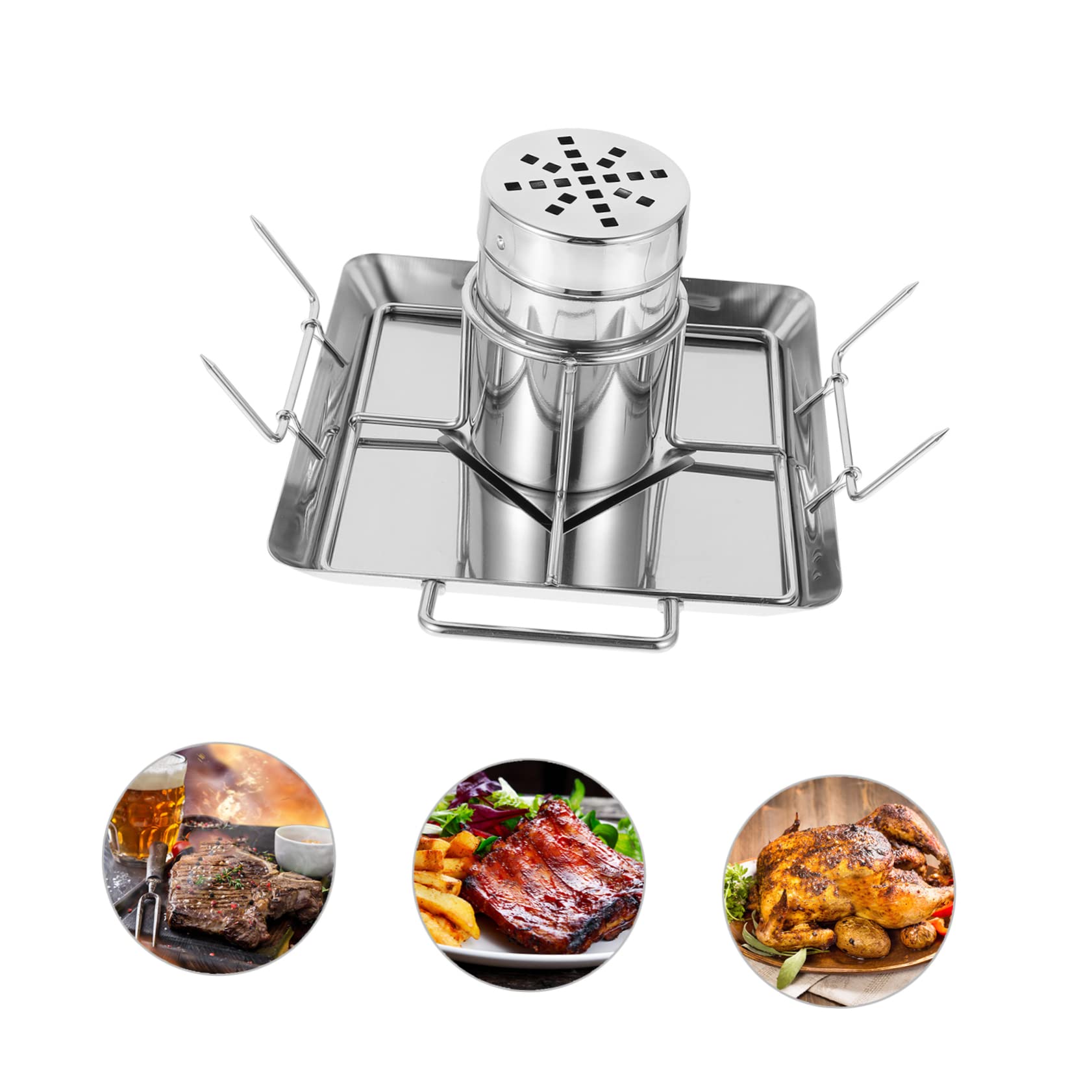 ibasenice Soporte para Pollo De Acero Inoxidable Rejilla para Barbacoa De Exterior para Camping Plateada Resistente Al Calor Fácil De Usar Parrillas De Pollos Al Aire