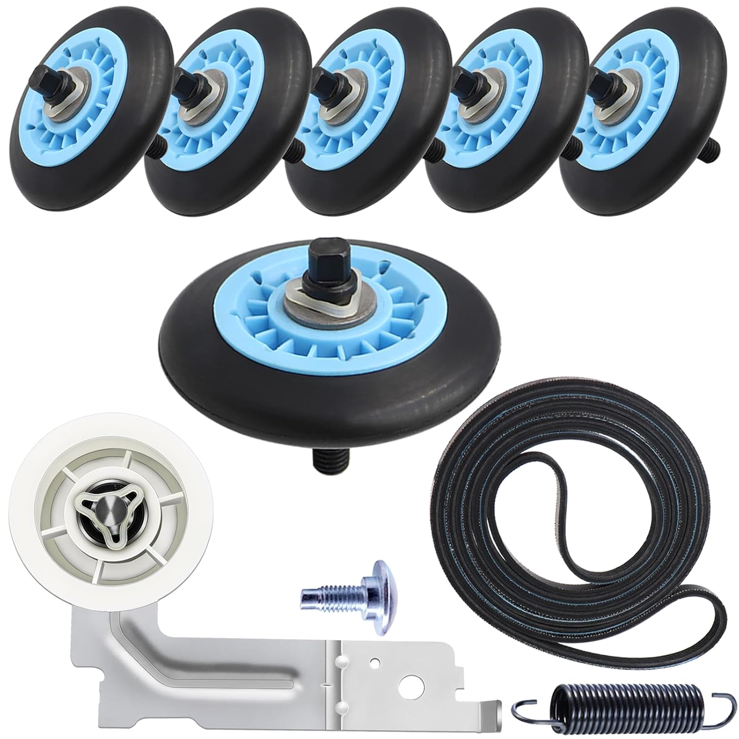 Upgraded Dryer Repair Kit Compatible with Samsung Dryer Roller Replacement Kit, for DC97-16782A Dryer Roller, DC93-00634A Idler Pulley, 6602-001655 Belt (6 Roller White Spacer) - Image 8