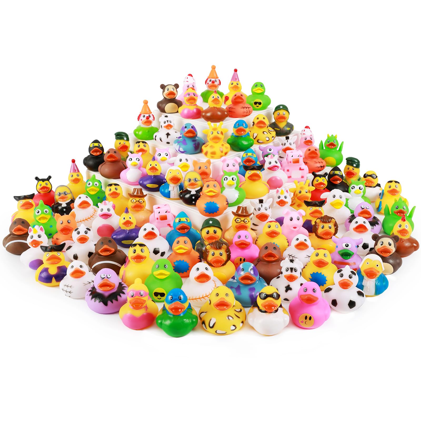XY-WQ Rubber Duck 150 Pack for Jeeps Ducking, Baby Bath Toy Assortment | 2.3 Inch Bulk Floater Duck for Kids - Party Favors, Birthdays, Bath Time, and More (50 Varieties)
