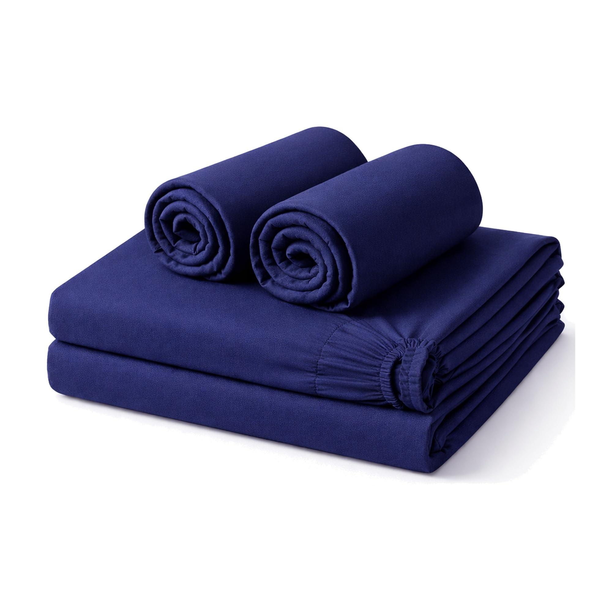 Amour Calin 4 Piece Bed Sheet Set - Easy Care Soft Brushed Microfibre Fabric - Flat Sheet, Fitted Sheet with Pair of Pillowcases - Shrinkage and Fade Resistant (Navy, Double) โ image 1