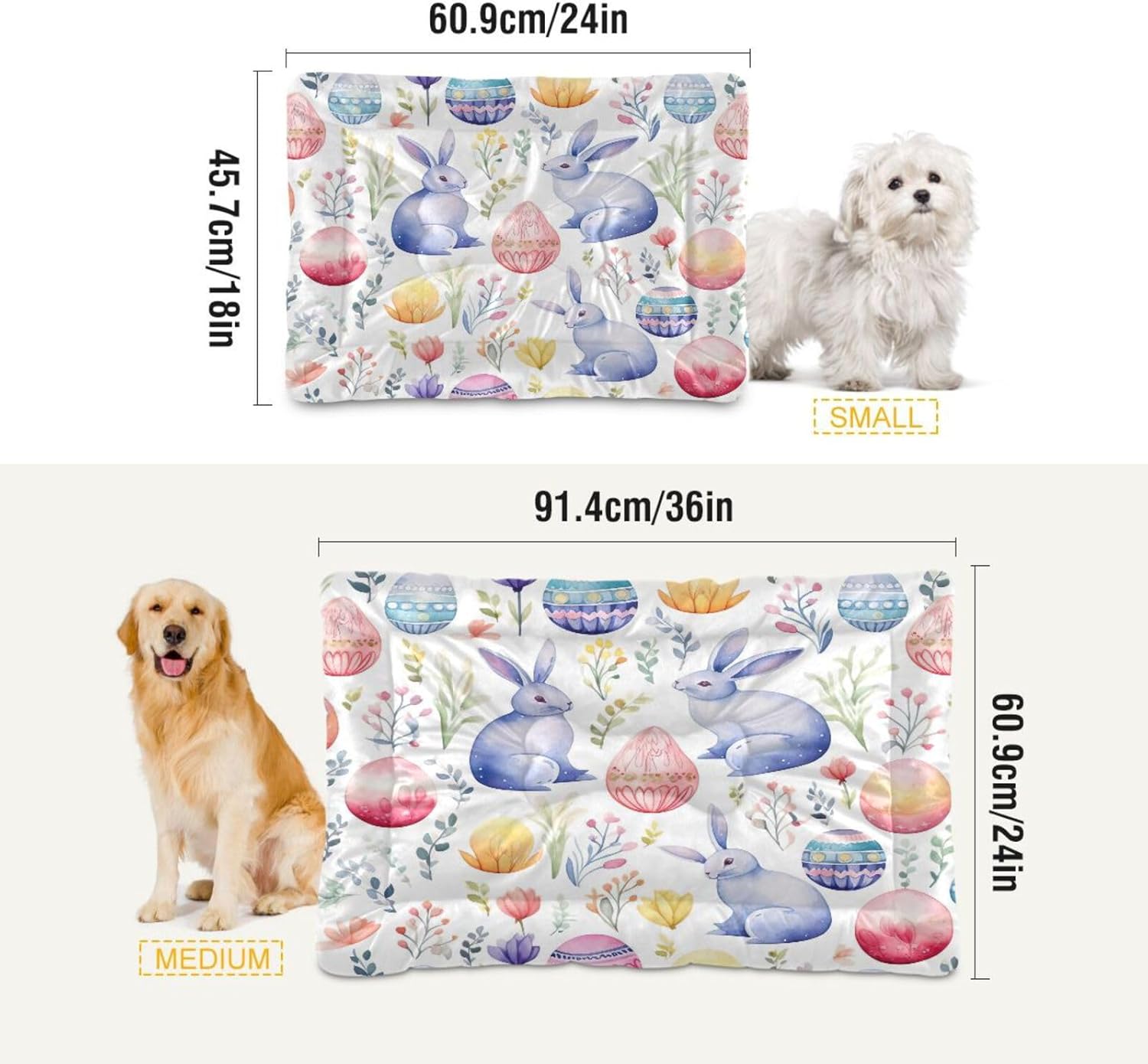 review Pet Dog Bed Easter Bunny Soft Comfortable Dog Crate Beds Washable Anti-Slip Pet Mat for Large Medium Small Dogs and Cats