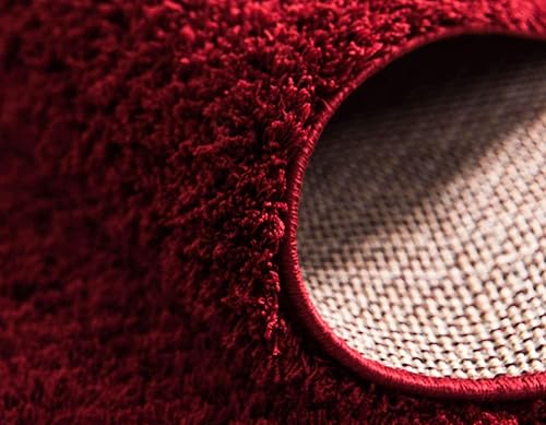 Miniatura 6 de Unique Loom Studio Solid Shag Collection Urban Modern - Alfombra de área supersuave y de felpa, 2 x 6 pies 7 pulgadas, rojo