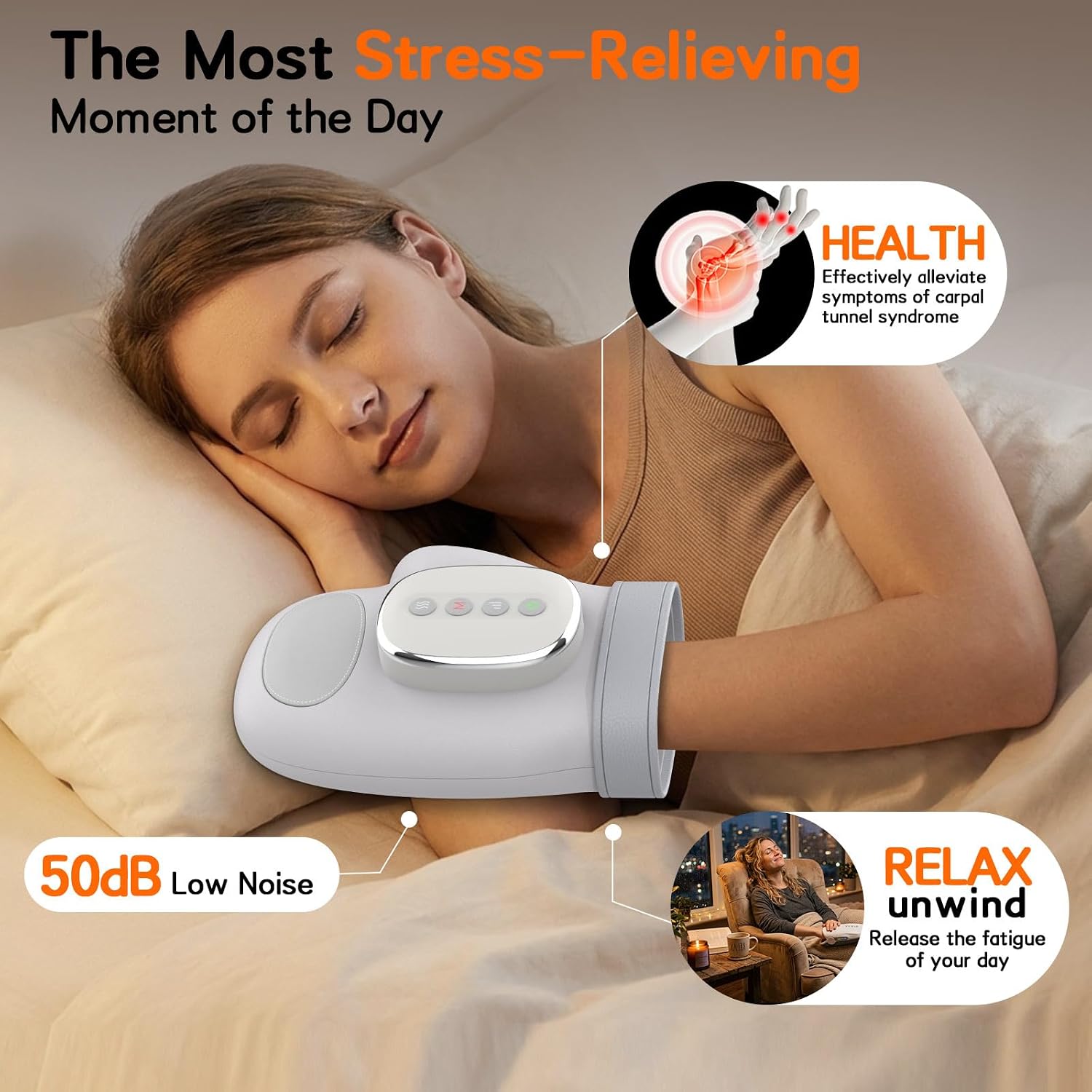 Hand Massager with Heat and Compression for Carpal Tunnel - Gray thumbnail