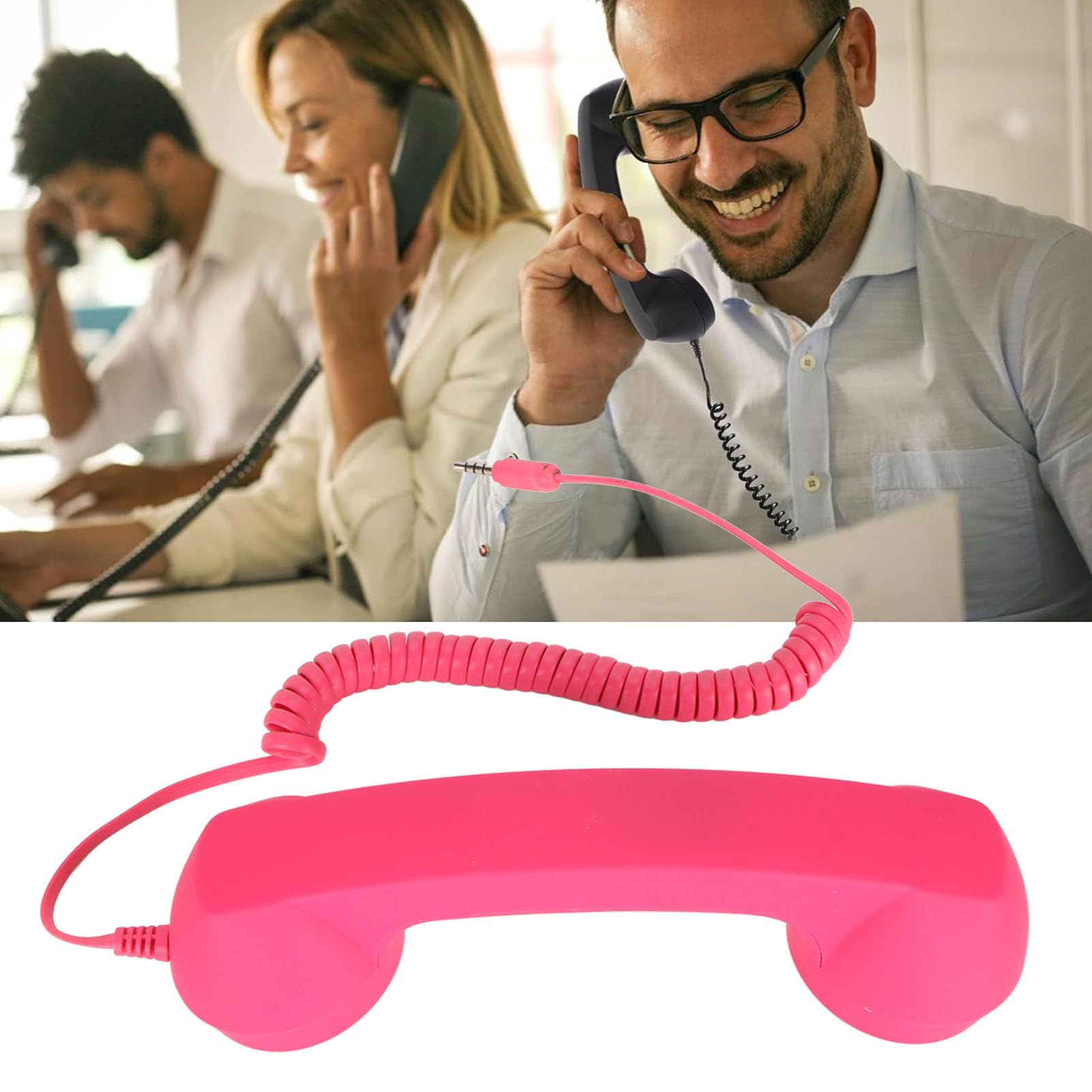 Auricular de Teléfono Retro de 3,5 Mm, Receptor de Teléfono Celular a Prueba de Radiación, Micrófono, Altavoz, Auricular de Teléfono Vintage para Teléfono Celular, Teléfono (Pinks)