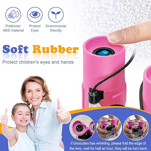Vista 4 de Binoculares para niños. Los mejores regalos para los niños de 3 a 12 años. Binoculares de juguete para Niños Niñas, Óptica de 8x21 real de alta