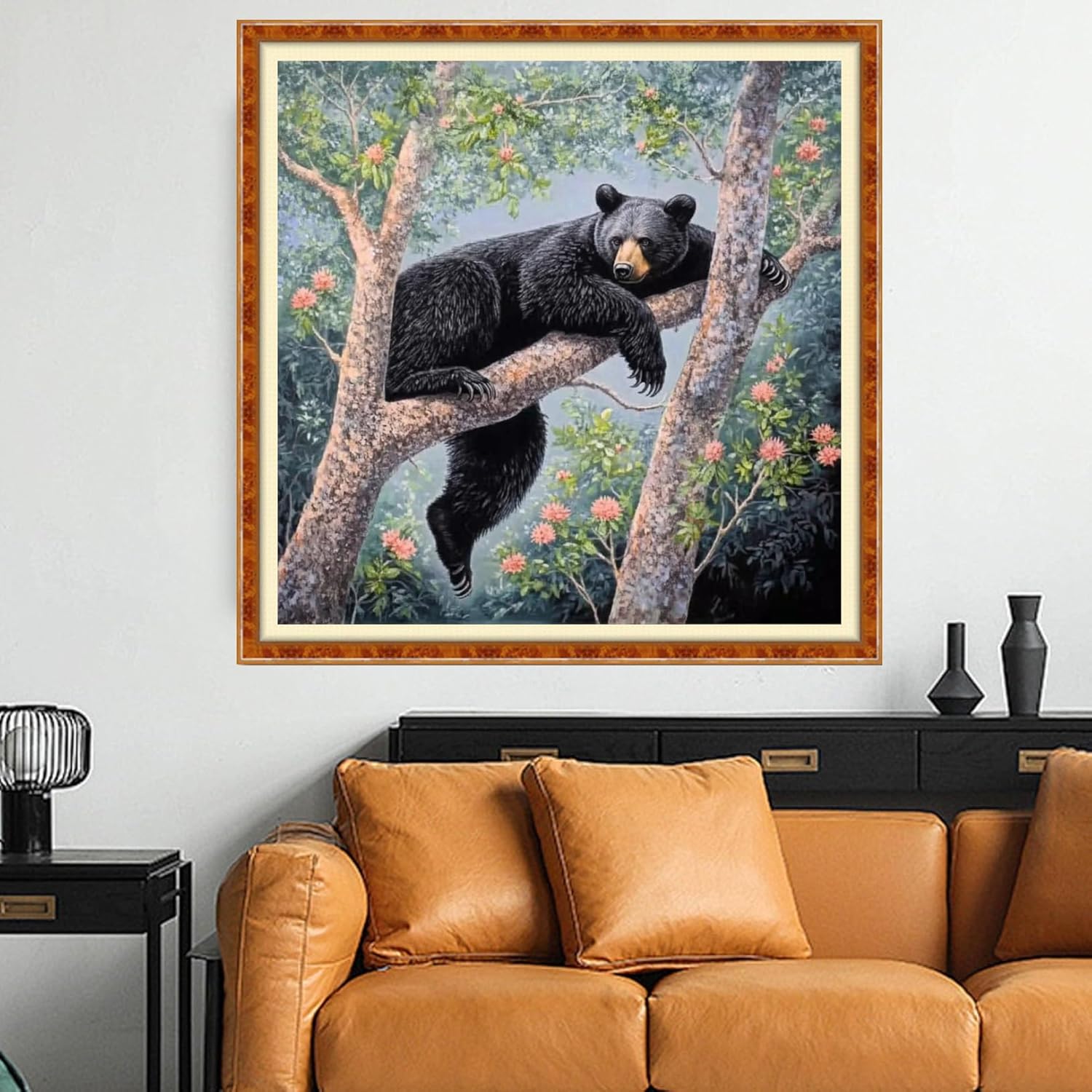 Funchey Counted Cross Stitch Kits for Adults Needlepoint Kits Unprinted Cross Stitching Embroidery Kit 11CT Cross Stitch Supplies-Little Bear on the Tree 18x18 inch