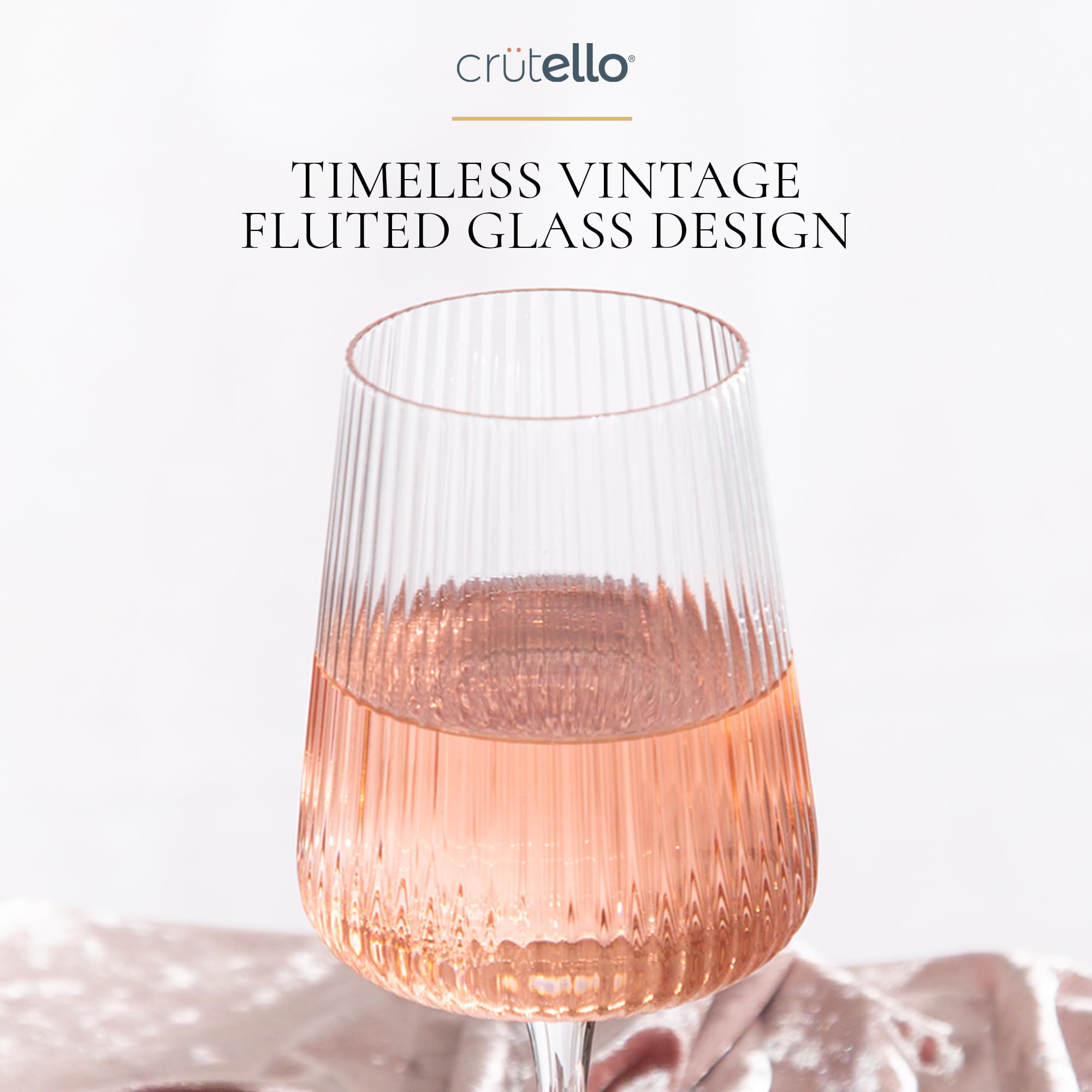 TrophyToast Pink Ribbed Wine Glasses Set Of 4 – Hand-Blown 20oz Crystal Glasses For Gifting