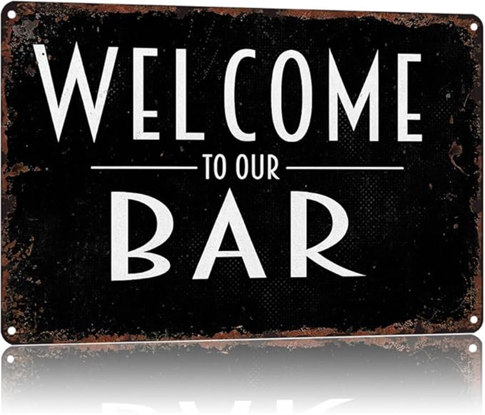 NWPNLXEA Funny Welcome To Our Bar Vintage Metal Sign Tin Wall-Art for Home Bar Decor Man Cave and Pub 8 X 12 in