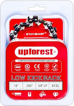 18 Inch Chainsaw Chain 3/8"LP Pitch- .050" Gauge 63 Drive Links Fits Craftsman 172.34120,Greenworks 13A Electric 20032,14.5 Electric 20332,PRORUN PCS420C and Worx WG300,WG303,WG304,WG304.191EOP63X1