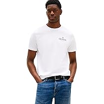 Tommy Hilfiger Uomo T-Shirt Maniche Corte Stack Tee Regular Fit, Bianco (White), XL