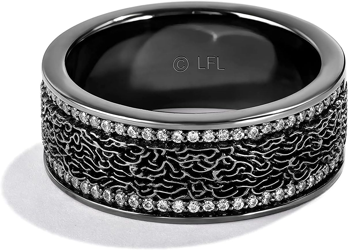 Jewelili Star Wars™ Fine Jewelry In Carbonite for Men | Silver & Black Rhodium Band | 1/5 Cttw White Diamonds | Star Wars Gifts for Men | Jewelry with Gift Box