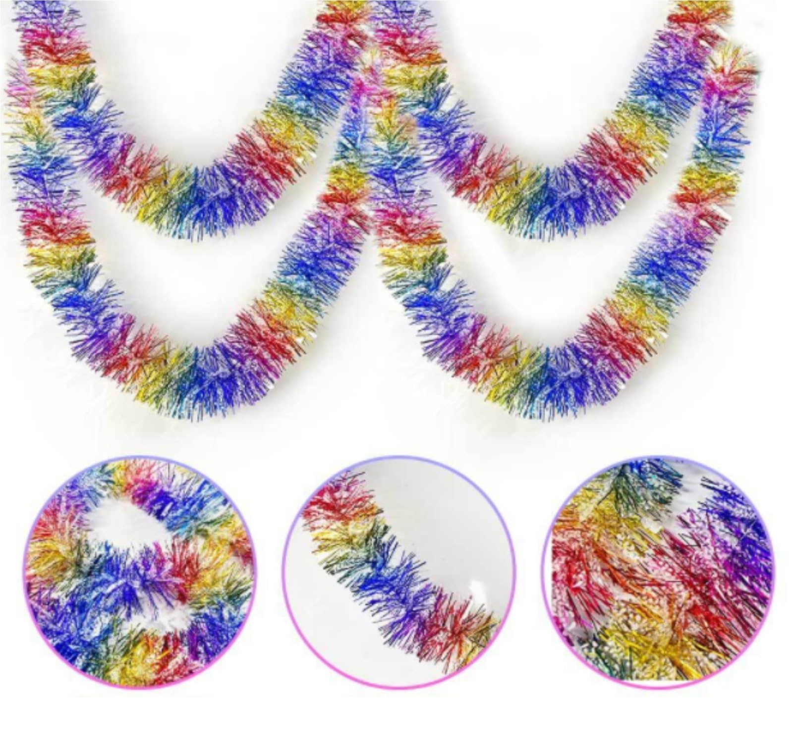 Decoración De Ventana Guirnaldas Navideñas De Oropel Metálico con Forma Espiral, Adornos Colgantes For Fiestas Pared Y Adornos Navideños(B,1.5M)