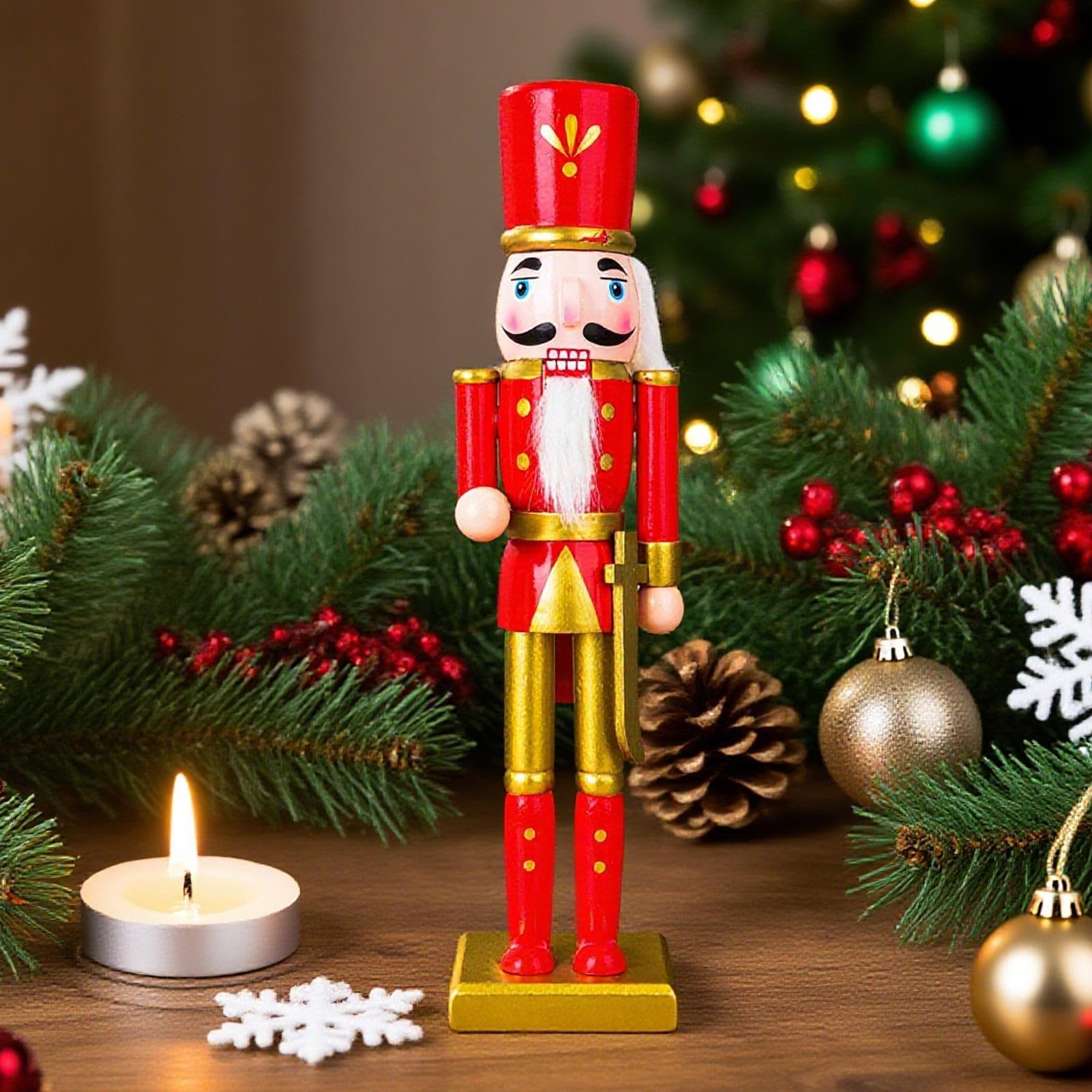 Figuras De Soldados Navideños Cascanueces De Madera Figurines Navidad | Centros De Mesa Navideños Para Interior Exterior Salón Cocina