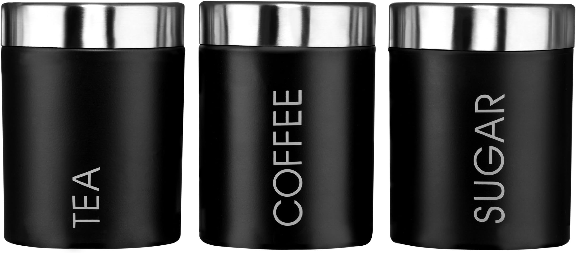 Premier Housewares Liberty Tea, Coffee and Sugar Canisters - Set of 3, Black