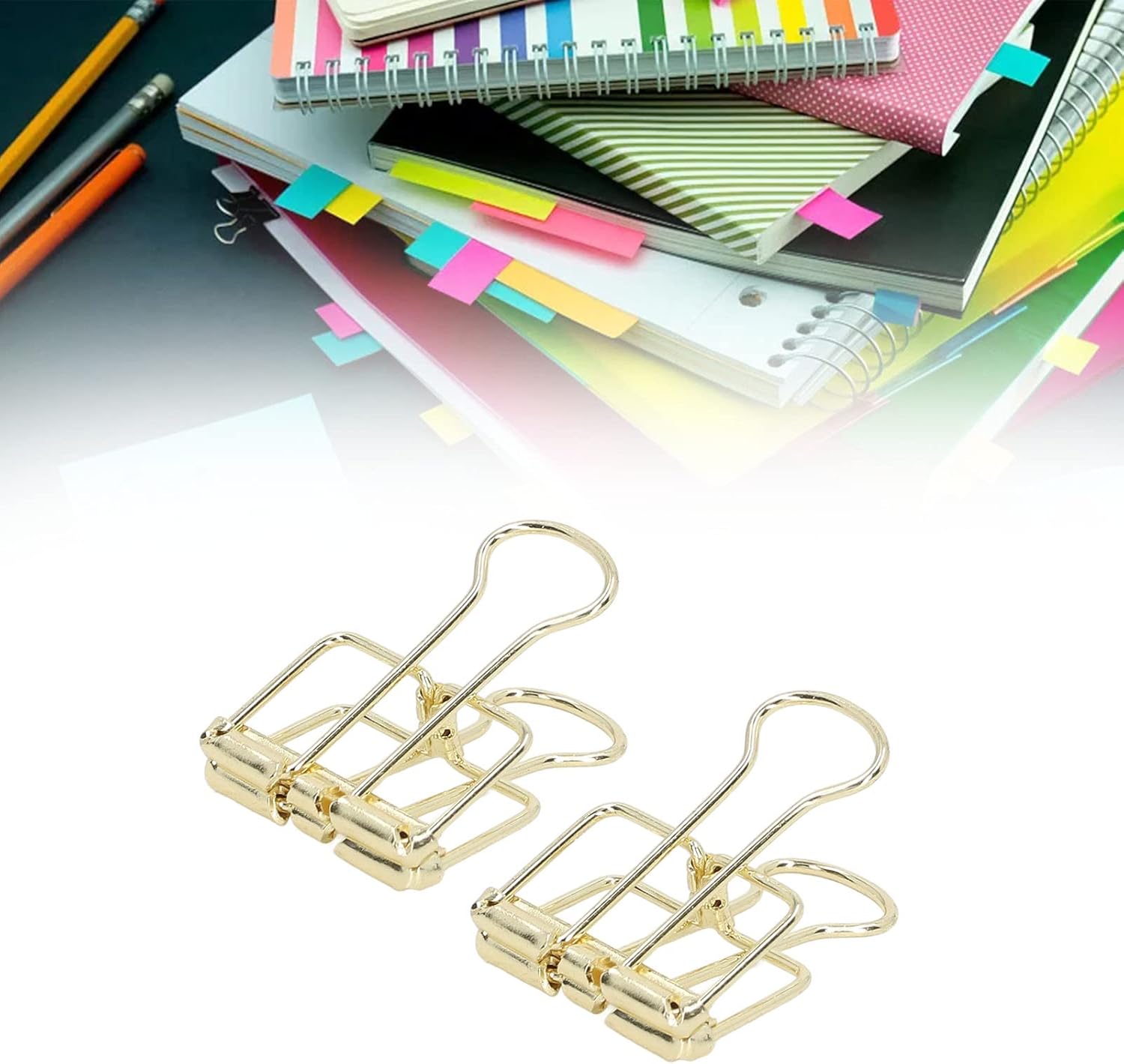Metal Binder Clips, 0.7in, Gold, 80 Pieces, Hollow Out Design, Strong Clamping for Office Home Study