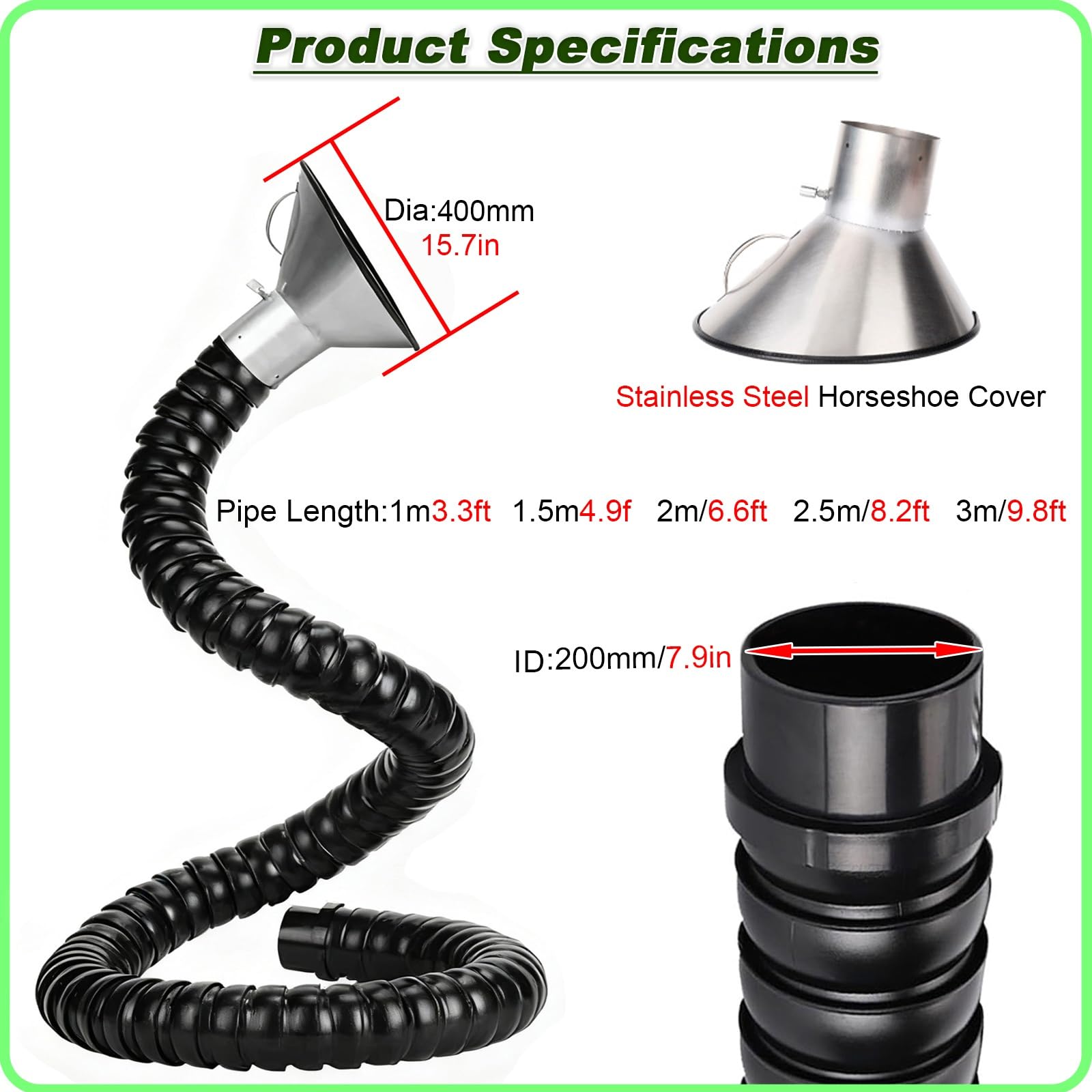 Manguera extractora de humos flexible con brazo ajustable para eliminar el humo del polvo y el aire