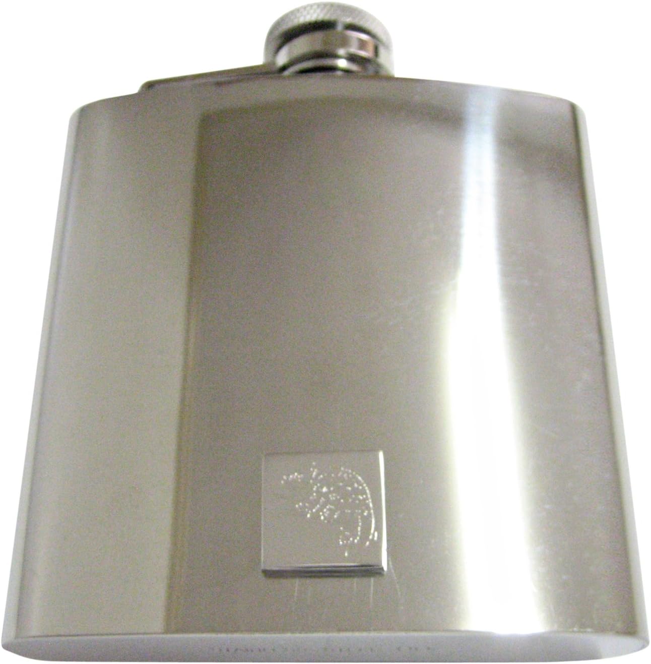 Kiola Designs Silver Toned Etched Chameleon 6 Oz. Stainless Steel Flask