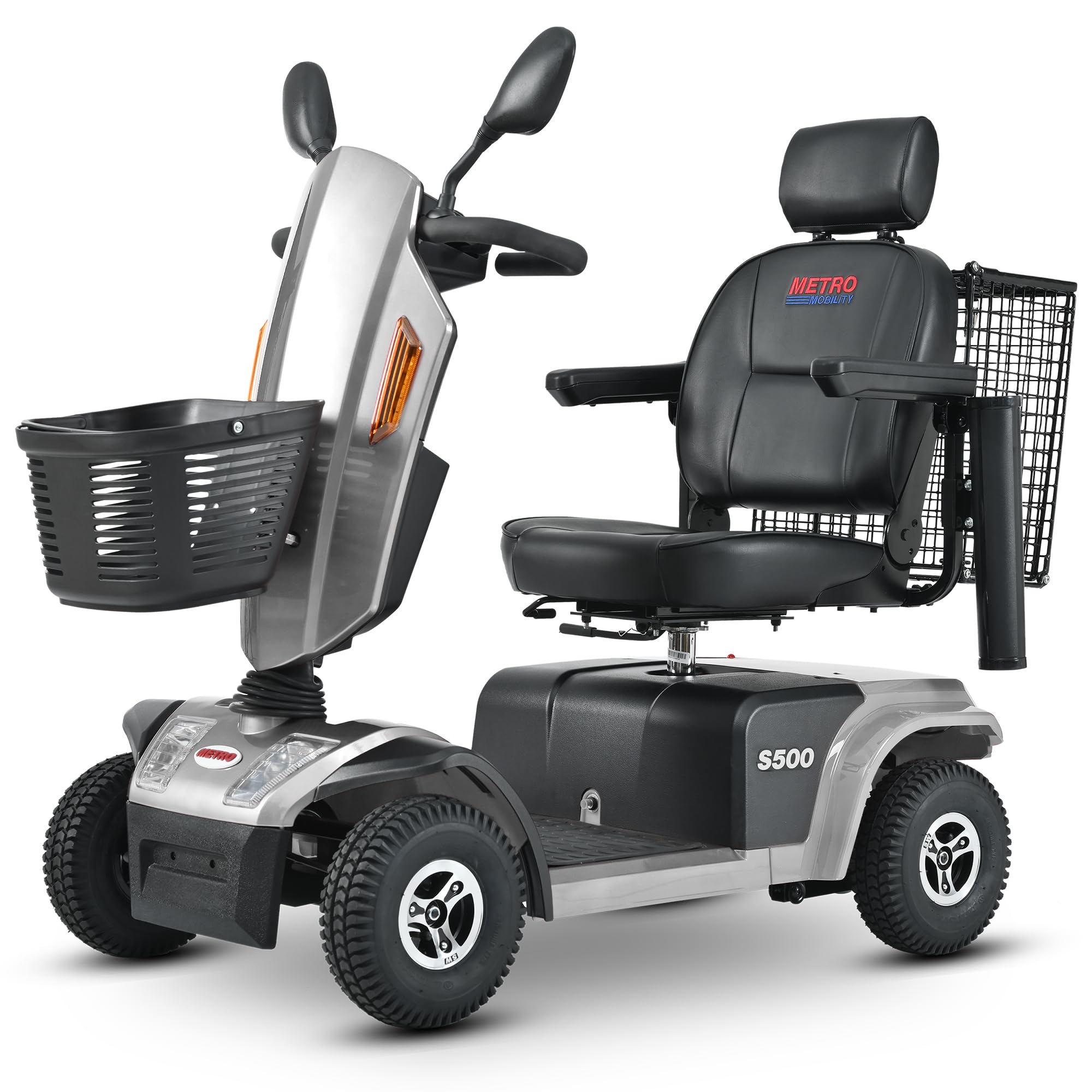 S500 4-Wheel Electric Mobility Scooter, Long-Range 52Ah Battery Up to 25 Miles, 500W Heavy-Duty Motor, 10” Pneumatic Tires, Adjustable Captain Seat,