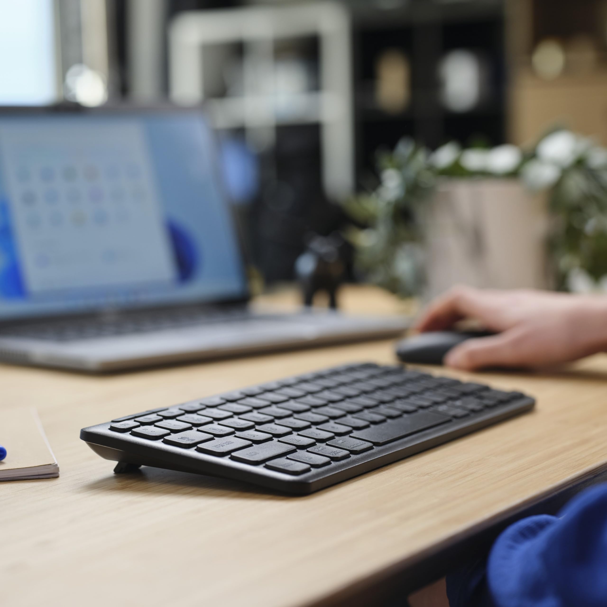 Trust Lyra Pack Wireless Bluetooth Keyboard and Mouse, QWERTY Spanish, 85% Recycled Plastic, Compact Rechargeable Combo for Windows, Mac, PC, Laptop, Tablet, iPad, Android, iOS, Black
