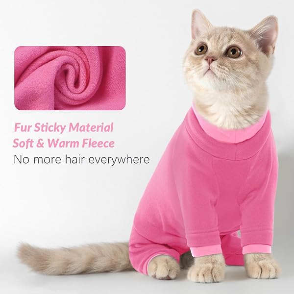Pull pour Chats, Manteau Chaud Sweat-Shirt d'hiver Vêtements Pyjama Chat Body Post Operatoire Sweat Printemps Automne Hiver(Rose, L) - 3