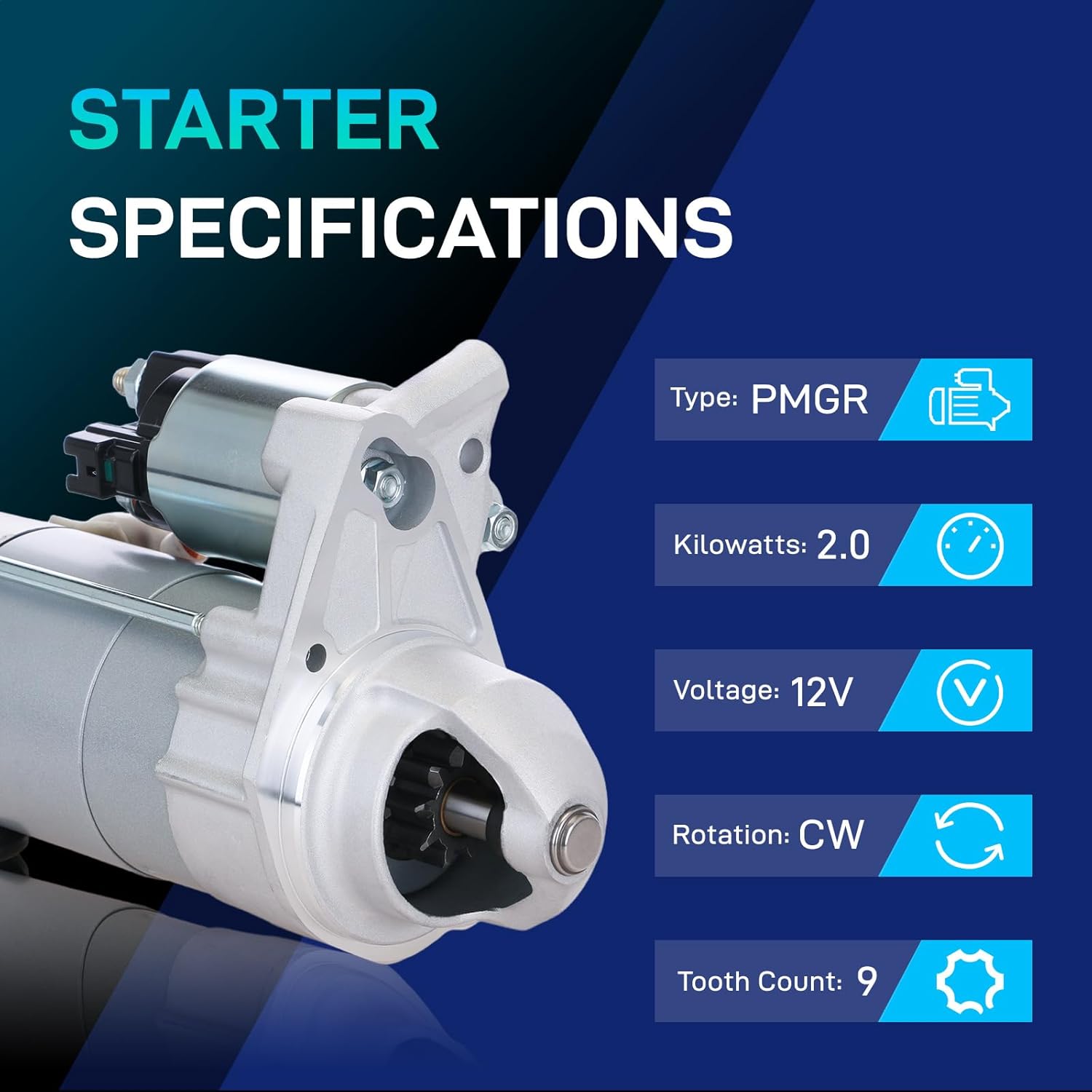 New Starter Compatible with Lexus 2008-2011 LX570, Toyota 2008-2011 Land Cruiser, 2008-2011 Sequoia, 2007-2011 Tundra, V8 5.7L, 12V 2.0kW 9T CW, 28100-0S010 19045N